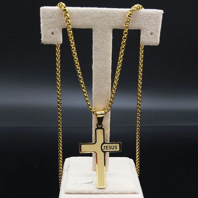 Jesus Cross Box Chain Necklace